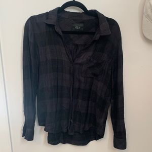 Rails Flannel Shirt Black & Grey Sz Med